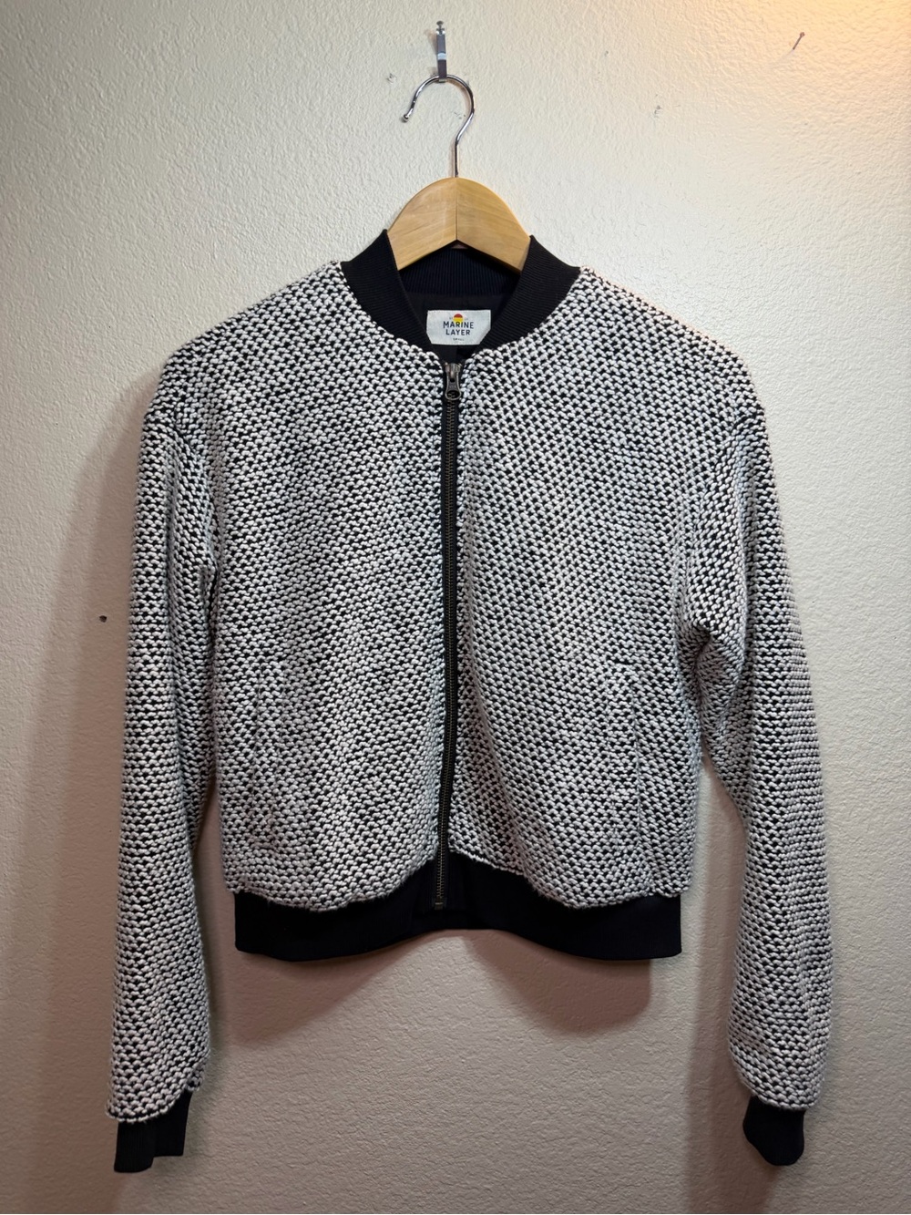 Marine Layer Birdseye Bomber Jacket Small Basic Layers Fall - Picture 3 of 6